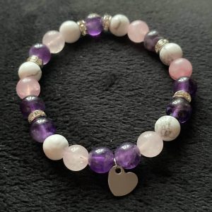 Ametiszt szív medállal