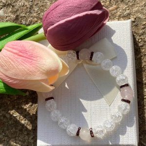 Hegyikristály-rózsakvarc karkötő