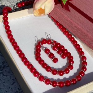 Piros menyasszonyi ékszer szett