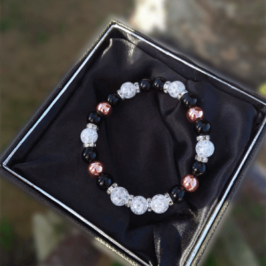 Ónix-rosegold karkötő