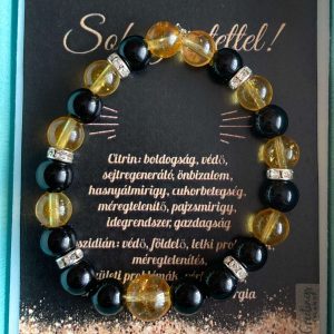 Obszidián citrin karkötő