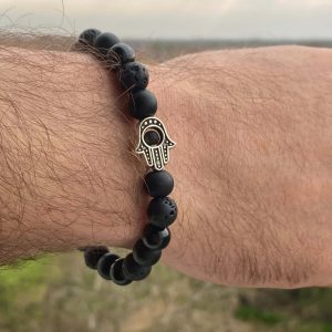 Ónix hamsa kezes medállal