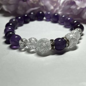 Ametiszt-hegyikristály karkötő