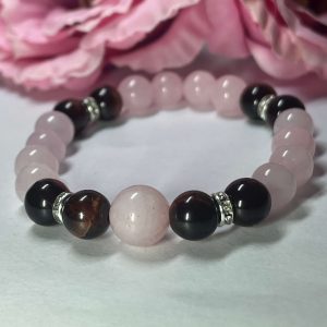 Rózsakvarc-macskaszem karkötő