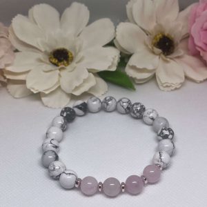 Howlit-rózsakvarc karkötő