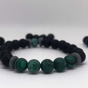 Malachit-lávakő karkötő