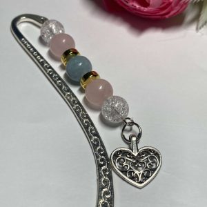 Kék-rózsaszín szives könyvjelző