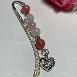 Eperkvarc-rózsaszín szives könyvjelző