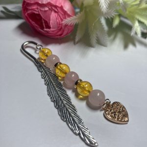 Arany-rózsaszín szives könyvjelző