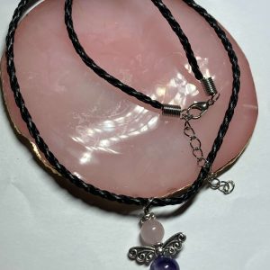Lila achát és rózsakvarc nyaklánc