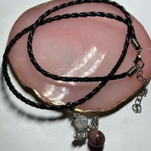 Rodonit és hegyikristály nyaklánc