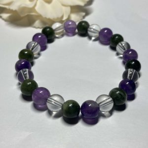 Ametiszt-mohaachát karkötő