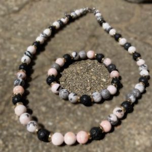 Zebra jáspis ékszer szett