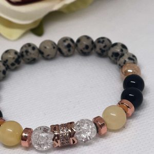 Dalmata jáspis karkötő rosegold cirkon köves medállal