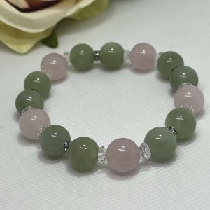 Kínai jáde és rózsakvarc karkötő