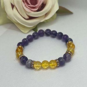 Ametiszt és citrin karkötő