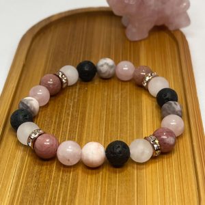 Rózsakvarc Thulit karkötő